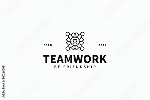 creative teamwork symbol icon logo design vector illustration. modern network, people, people, human and connect logo icon vector design template for company, business and corporate.