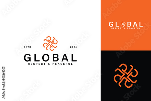 modern abstract global respect and peace symbol logo vector design template. creative abstract circle art icon logo design vector illustration for community, agency and corporate business. 