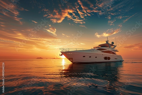 luxurious yacht at dusk