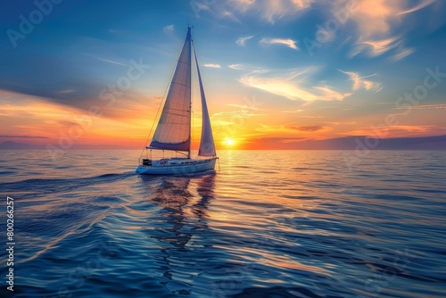 Luxurious summer sailing in the Mediterranean at sunset