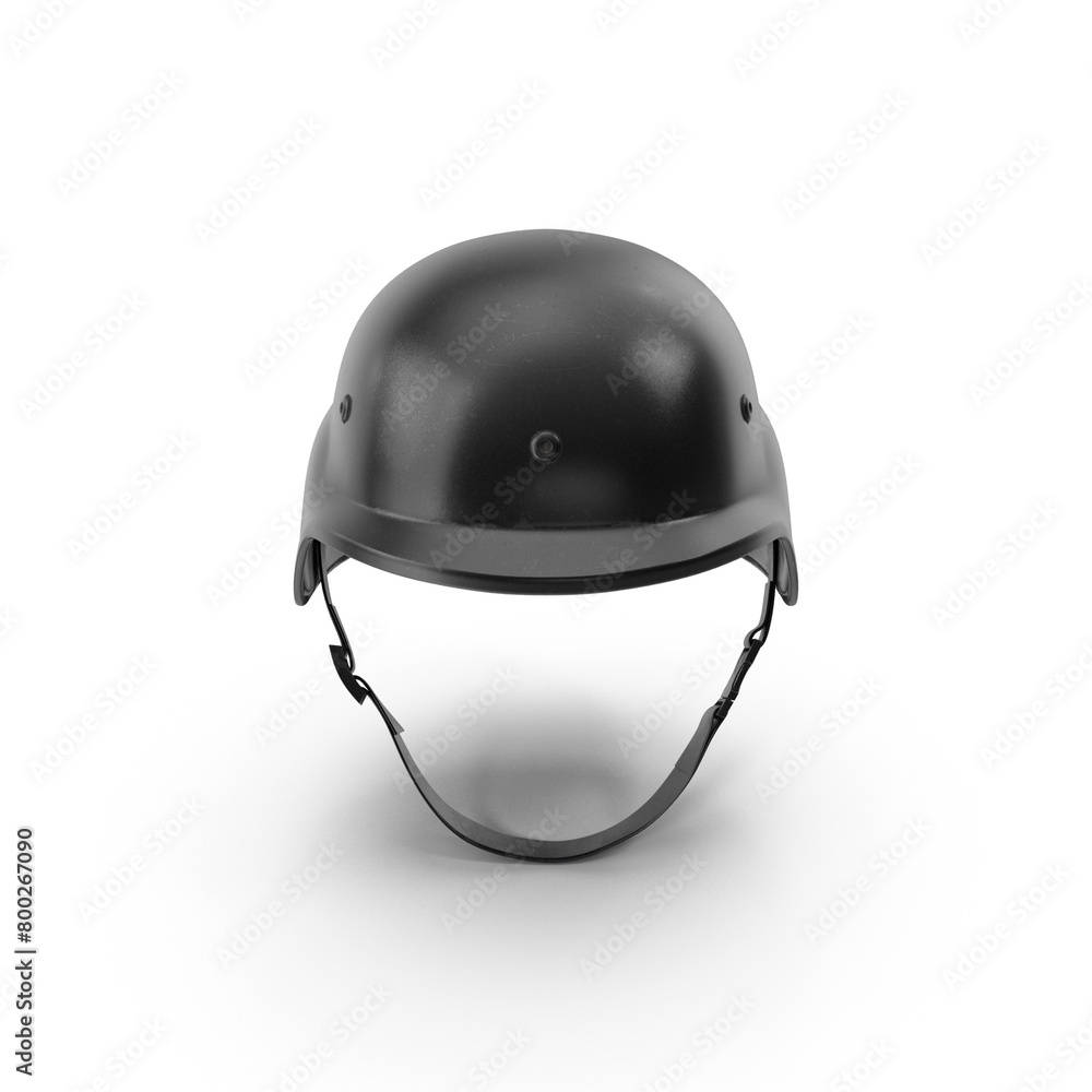 Fototapeta premium 3D realistic Soldier hat or Military hat isolated on a white background, Soldier hardhat. War outfit. Army uniform elements. Protective headwear, headdress, cap