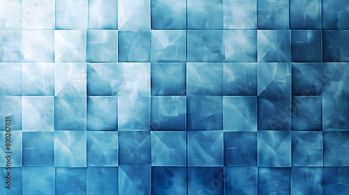 An image depicting a harmonious geometric pattern, with squares in varying shades of blue, seamlessly blending from pale to dark