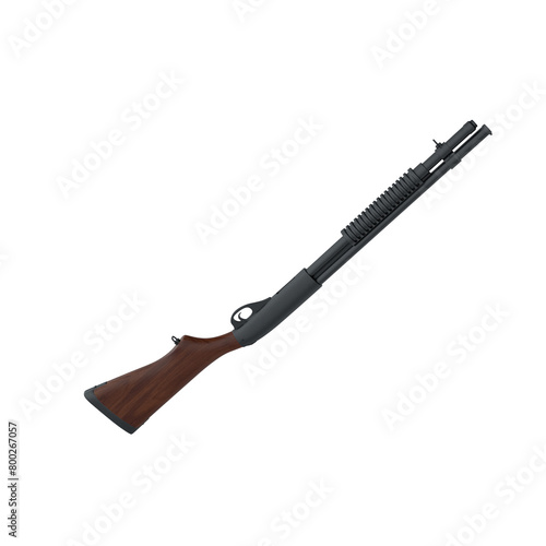 3D realistic shotgun isolated on a white background.