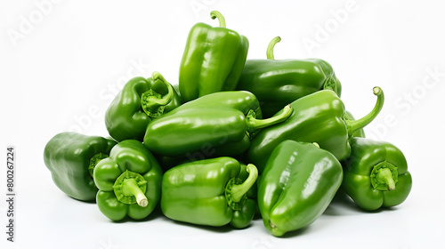 Isolated green pepper pile on a white background