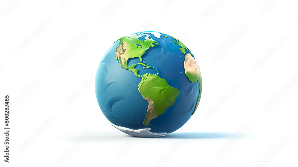 Animated planet Earth cartoon isolated on a white background
