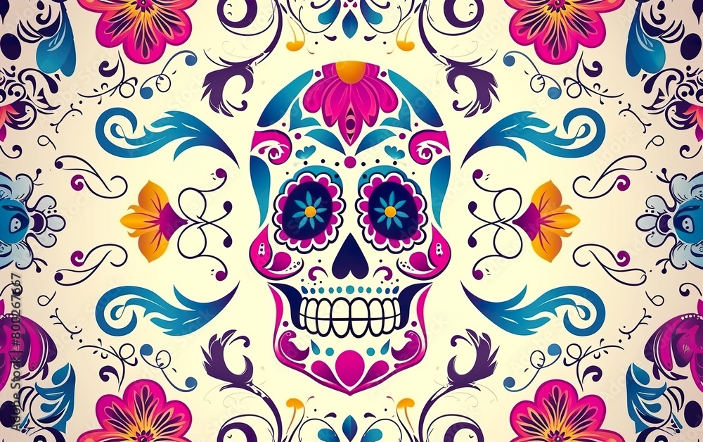 Dia de los Muertos Illustration: Skull Decor Pattern