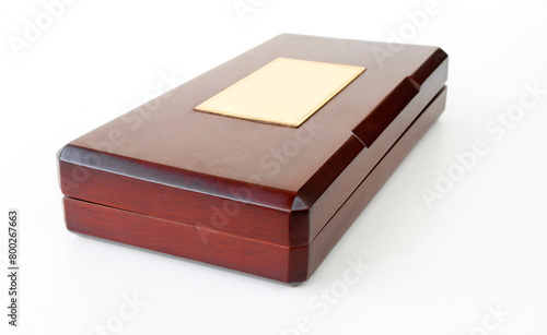 wooden casket, box on a white isolated background