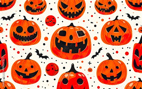 Halloween Design with Ornate Pumpkin Decor and Holiday Accents