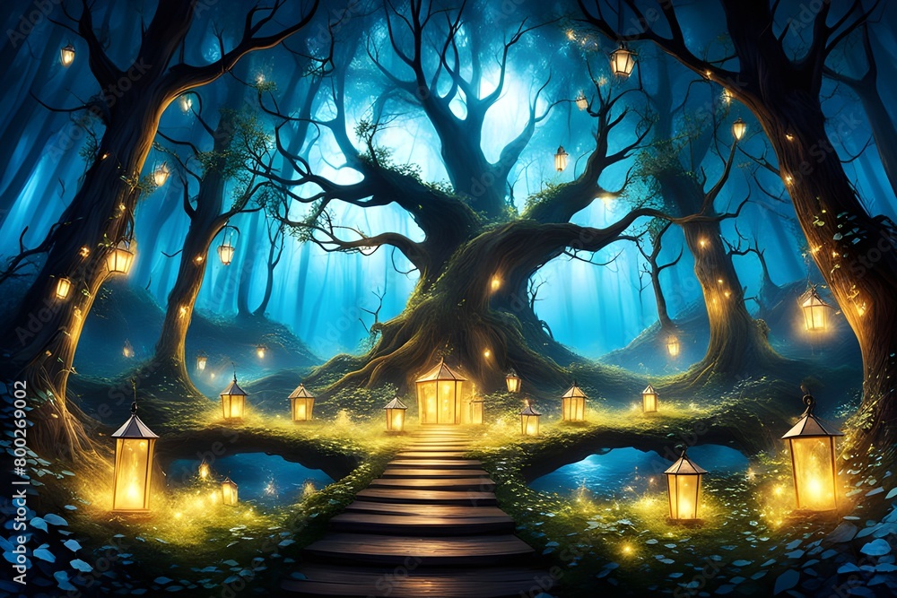 Fototapeta premium Mysterious Forest and Fantasy lights