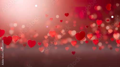 Isolated red heart bokeh on a background of pure white