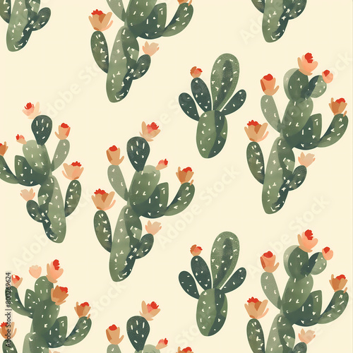 Seamless watercolor-style cactus pattern