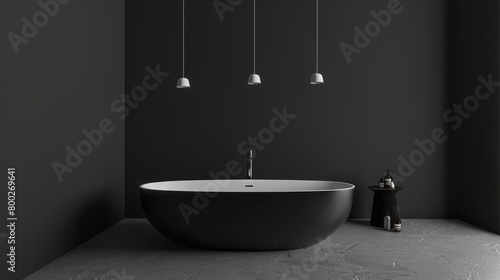 Black minimalist bathroom interior Ai generated