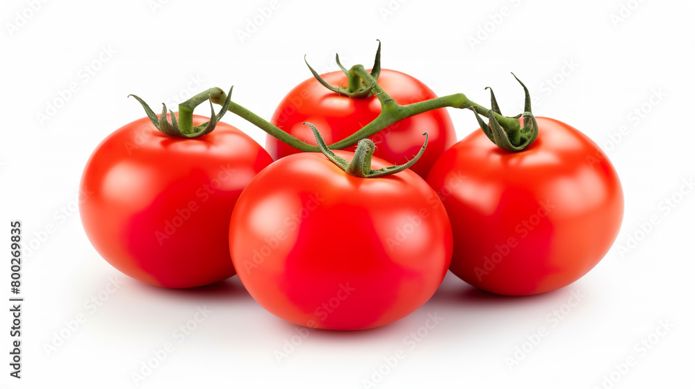 Isolated ripe tomatoes against a stark white background Isolated ripe tomatoes against a stark white background