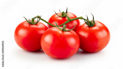 Isolated ripe tomatoes against a stark white background