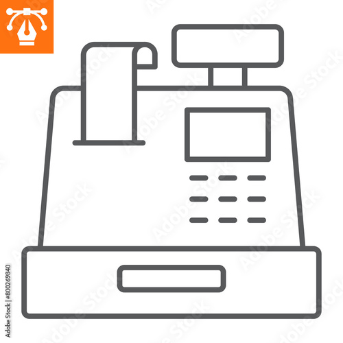 Order checkout line icon, outline style icon for web site or mobile app, e-commerce and marketing, cash register vector icon, simple vector illustration, vector graphics with editable strokes.