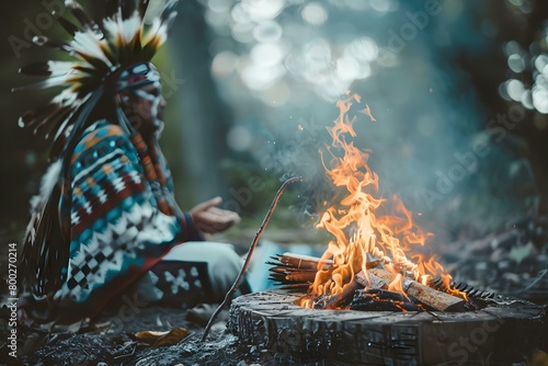 Exploring mystical practices of native cultures for spiritual understanding and connection. Concept Native practices, Mysticism, Spiritual connection, Cultural exploration, Mystical rituals photo