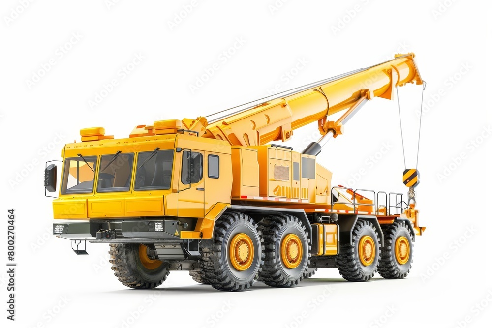 Mobile crane on white background