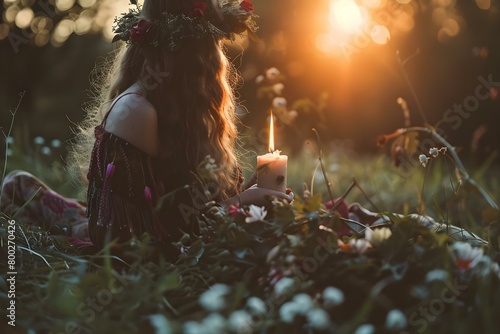 Ancient midsummer dawn ritual embodies spiritual traditions and mysticism in celebration. Concept Midsummer Rituals, Spiritual Traditions, Mysticism, Celebration, Ancient Heritage