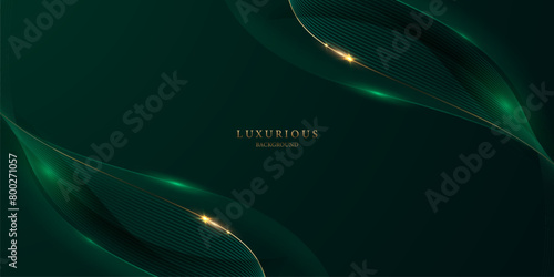 green abstract background with luxury golden elements vector illustration