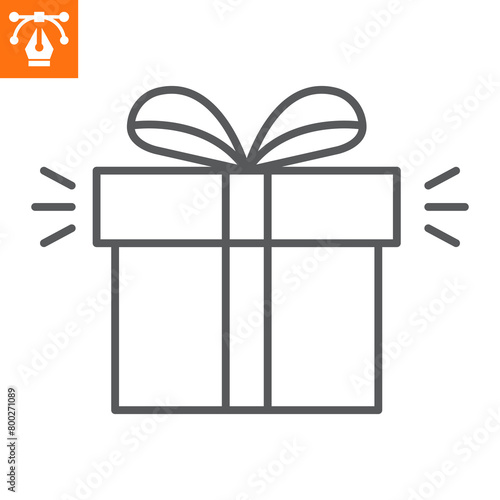Gift line icon, outline style icon for web site or mobile app, e-commerce and shopping, giftbox vector icon, simple vector illustration, vector graphics with editable strokes.