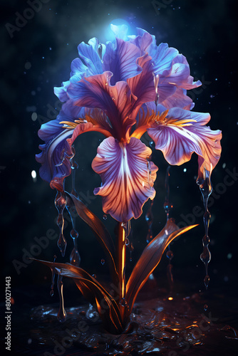 Purple flower with water droplets