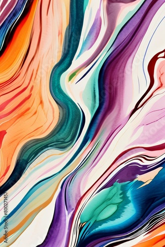 Closeup of abstract watercolor paint background texture with liquid fluid marbled paper texture banner texture. Generative AI            AI 