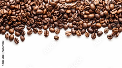 Isolated coffee beans border generative ai