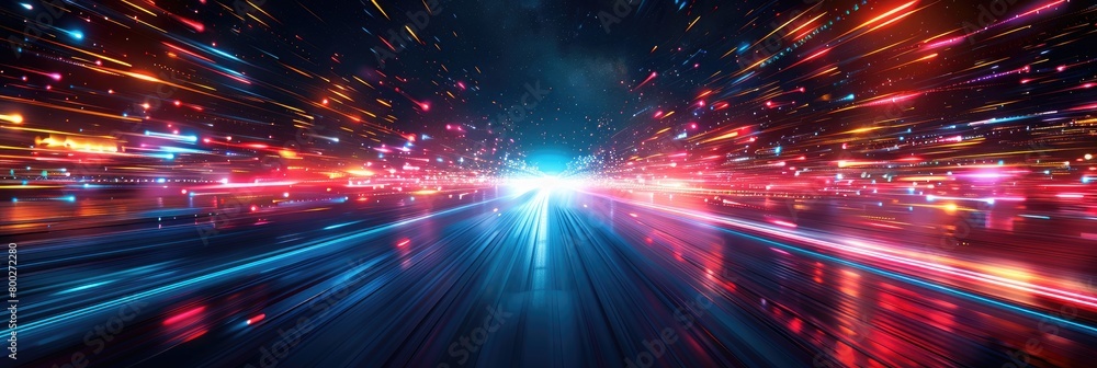 Obraz premium Speed images, Warp speed effects, speed image effects, technology lines, light speed images, Particle background, futuristic speed effects,