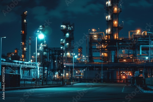 Nighttime at a petrochemical facility