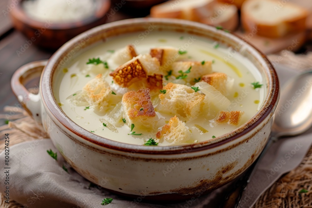 Onion soup with bread chunks Onion soup with bread chunks