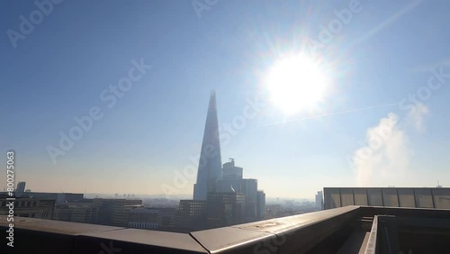 Time-lapse footage of the Shard (London Bridge Tower) at sunset in London, England, UK photo