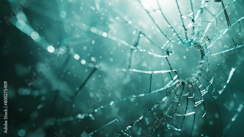 A shattered window with a blue background. Scene is one of destruction and chaos