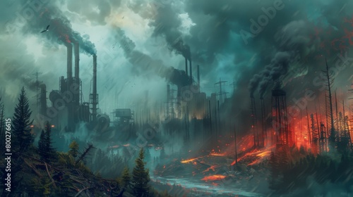 Illustration capturing the intense atmosphere of a vitriolic environmental regulation battle
