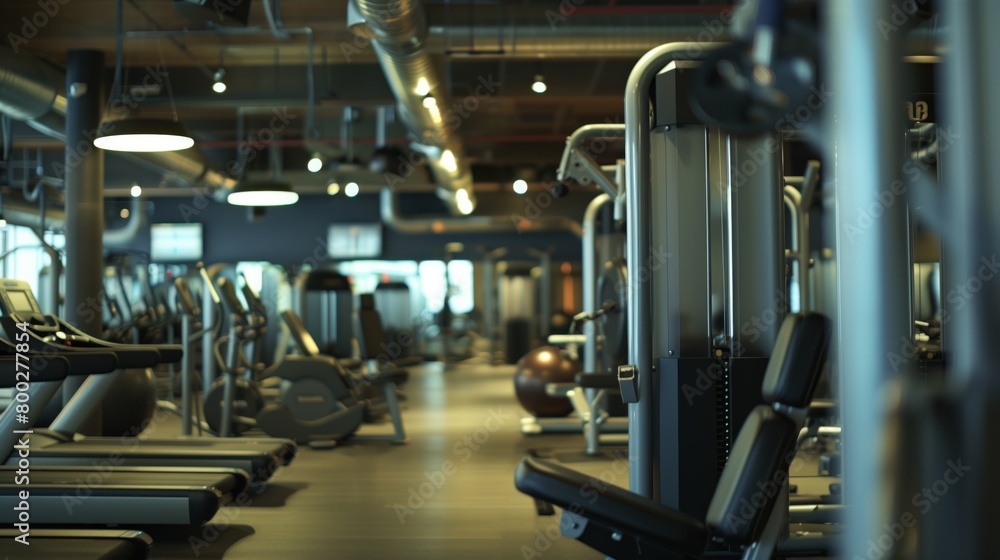 A gym with a lot of treadmills and a few other pieces of equipment