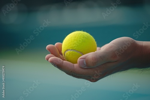 Player holding tennis ball ready to serve