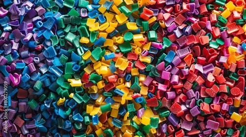 Multicolored crushed plastic granules. generative ai