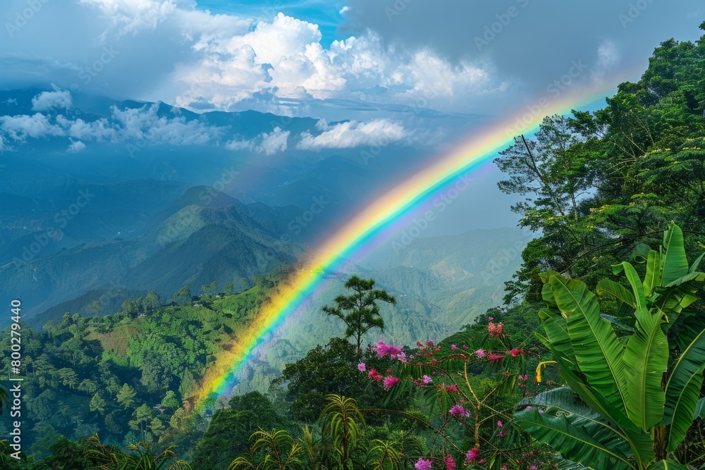 Rainbow in blue cloudy sky Rainbow in blue cloudy sky