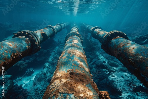 Subsea gas pipelines on the sea bottom