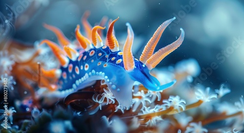 blue and orange sea slug