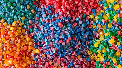 Multicolored crushed plastic granules. generative ai