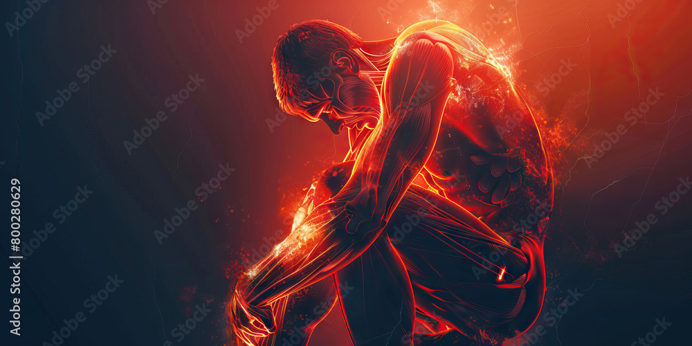 Gouty Arthritis: The Swollen Joint and Intense Pain - Visualize a person with a red, swollen joint, grimacing in pain, with pain lines radiating from the joint Gouty Arthritis: The Swollen Joint and Intense Pain - Visualize a person with a red, swollen joint, grimacing in pain, with pain lines radiating from the joint