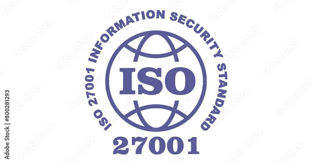 ISO 27001 standard animated stamp, information security standard, certified symbol, transparent background footage ISO 27001 standard animated stamp, information security standard, certified symbol, transparent background footage