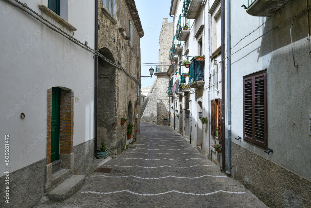 Fototapeta premium A street in Gambatesa, a medieval village in Molise, Italy.