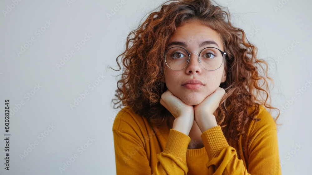 Curious Person in Studio white background Curious Person in Studio white background