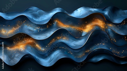 Cutting-Edge Elegance: Blue and Gold Waves © Maquette Pro
