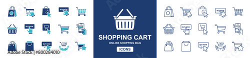 cart shopping bag icon vector set online purchase shopping basket trolley signs illustration collection