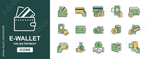 electronic online payment icon vector set e-wallet secure transfer money purchase shopping signs illustration for web and app