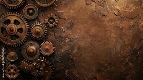 Intricate Steampunk Machinery Backdrop with Vintage Gears and Cogs