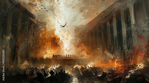 Illustration capturing the intense atmosphere of a heated constitutional amendment hearing photo