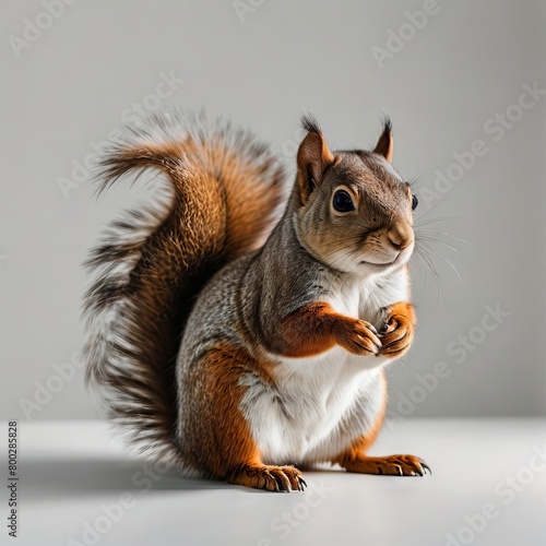 squirrel with nut on white